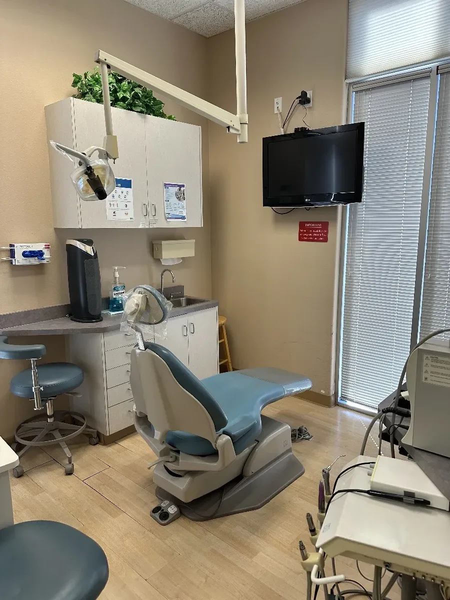 Dental operatory with patient chair and monitor